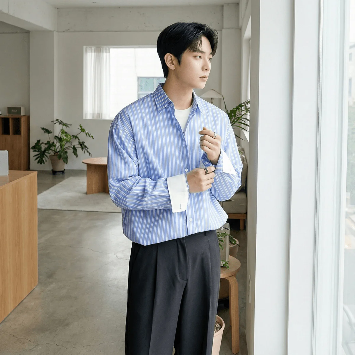 GS No. 125 Loose Striped Shirt