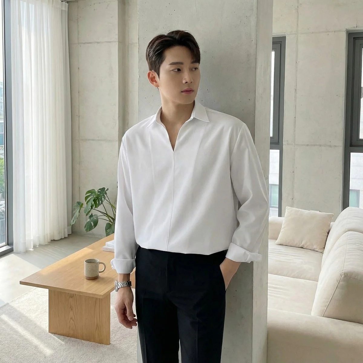 GS No. 72 V-neck Collared Shirt