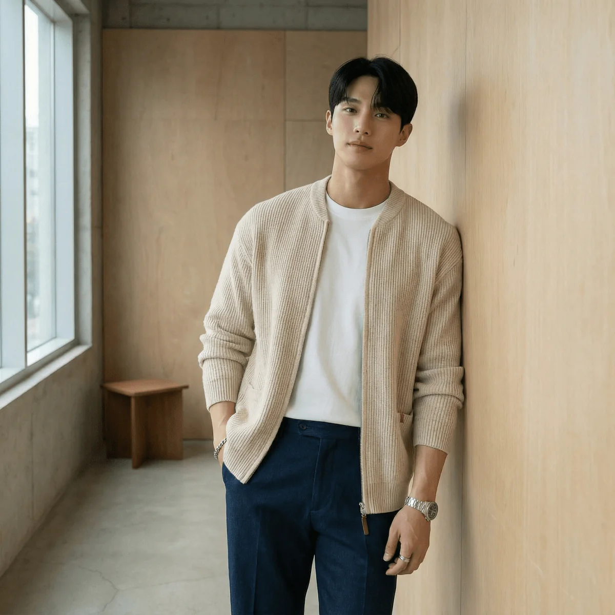 GS No. 84 Knitted Zip-up Cardigan - Image 2